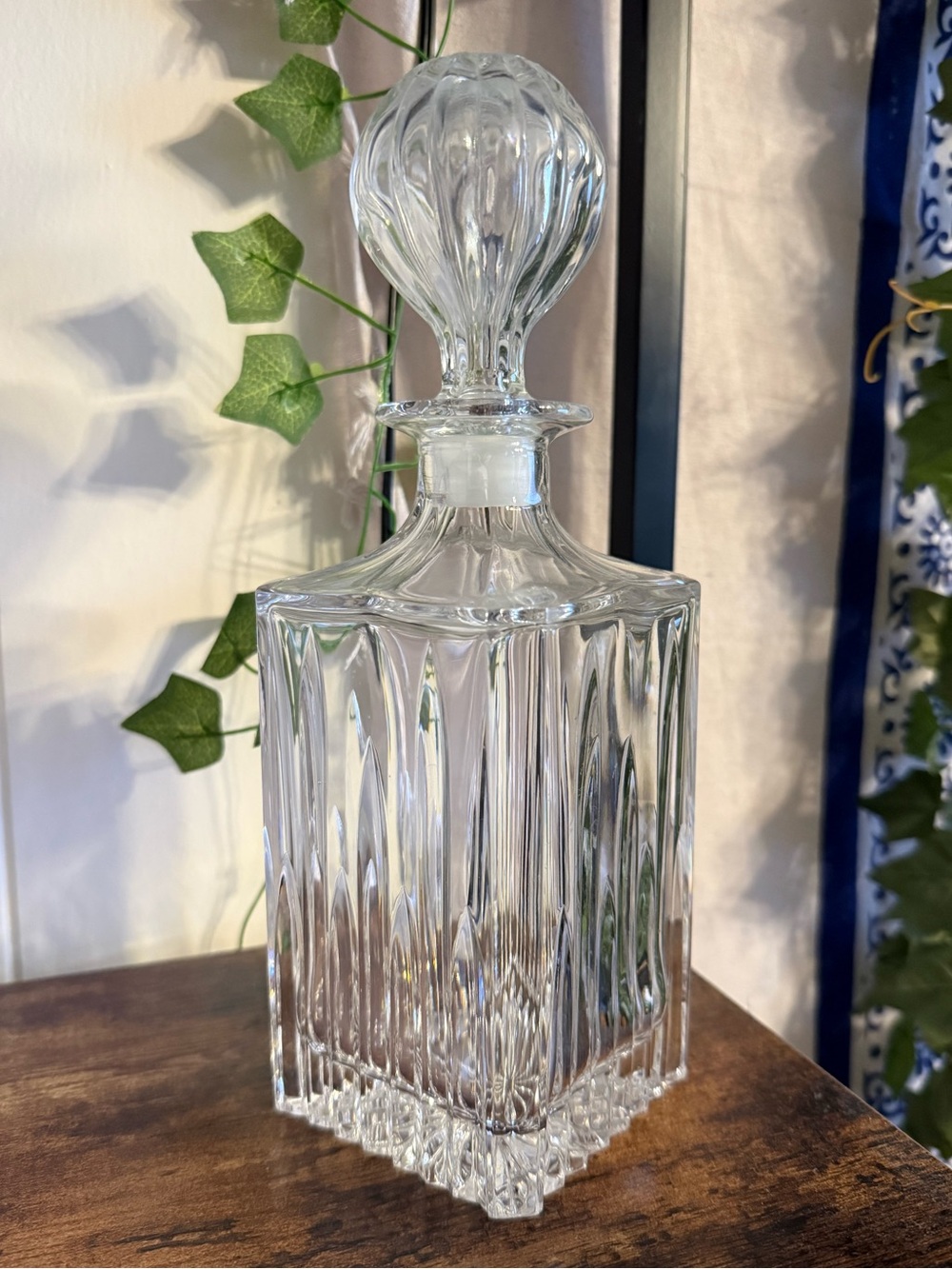 Clear Glass Crystal-Style Square Decanter with Stopper - Home Accents - Picture 2 of 7